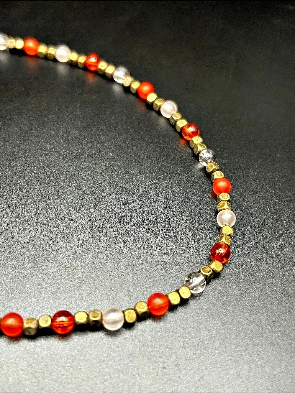 Pilgrim Beaded Necklace in Red & Gold - Picture 3 of 5